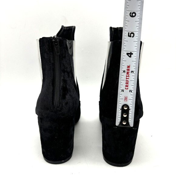 NEW Nasty Gal 'Clear It Out' Black Velvet Block Heel Zip Ankle Boot US7 UK5 - Picture 10 of 16